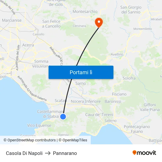 Casola Di Napoli to Pannarano map