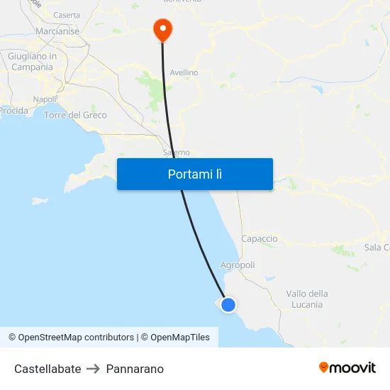 Castellabate to Pannarano map