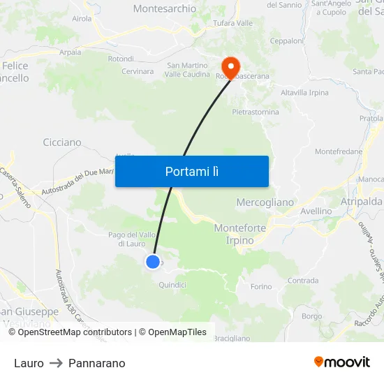 Lauro to Pannarano map