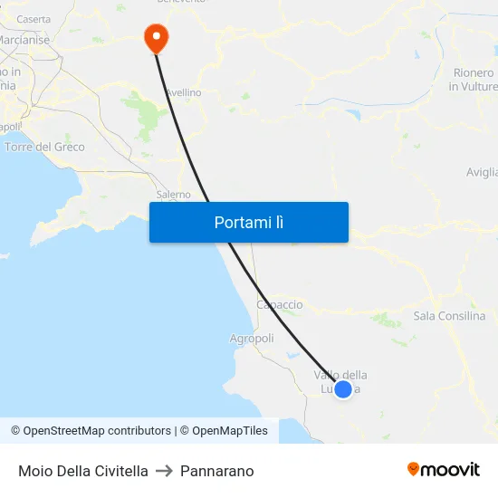 Moio Della Civitella to Pannarano map