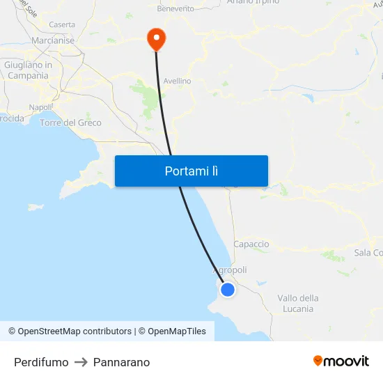 Perdifumo to Pannarano map