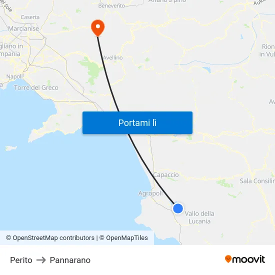 Perito to Pannarano map