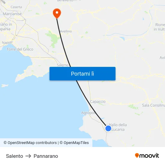 Salento to Pannarano map