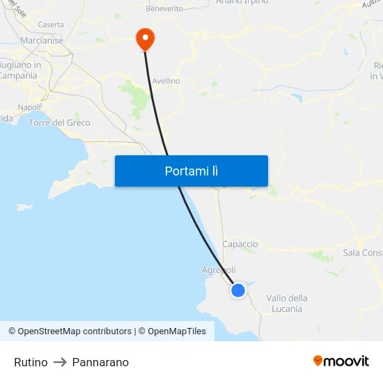 Rutino to Pannarano map