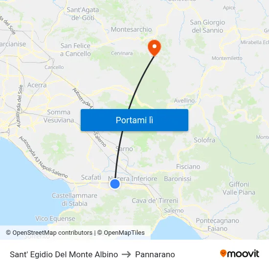 Sant' Egidio Del Monte Albino to Pannarano map