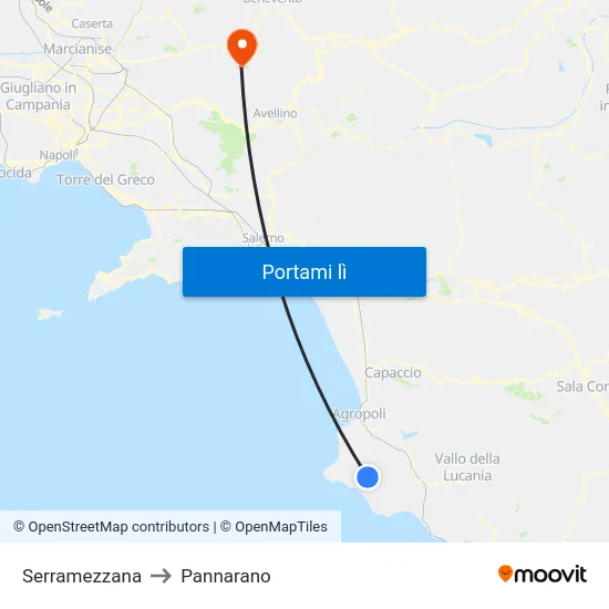 Serramezzana to Pannarano map