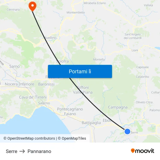 Serre to Pannarano map