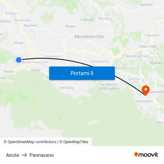 Airola to Pannarano map