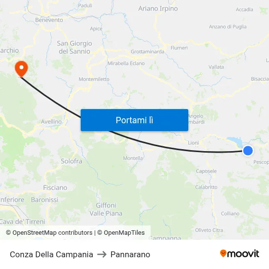 Conza Della Campania to Pannarano map