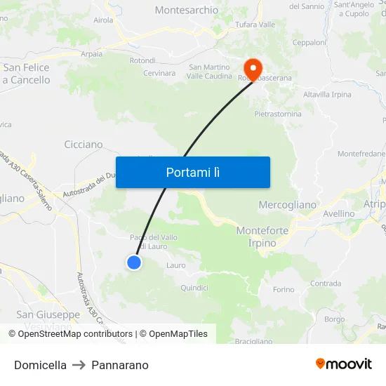Domicella to Pannarano map