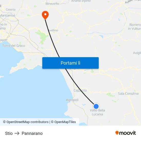 Stio to Pannarano map