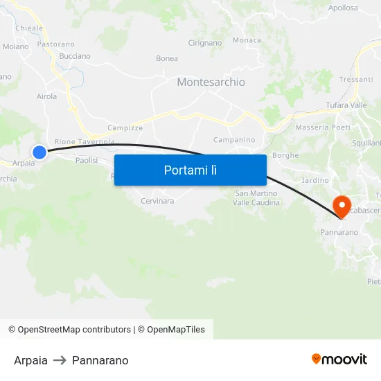 Arpaia to Pannarano map