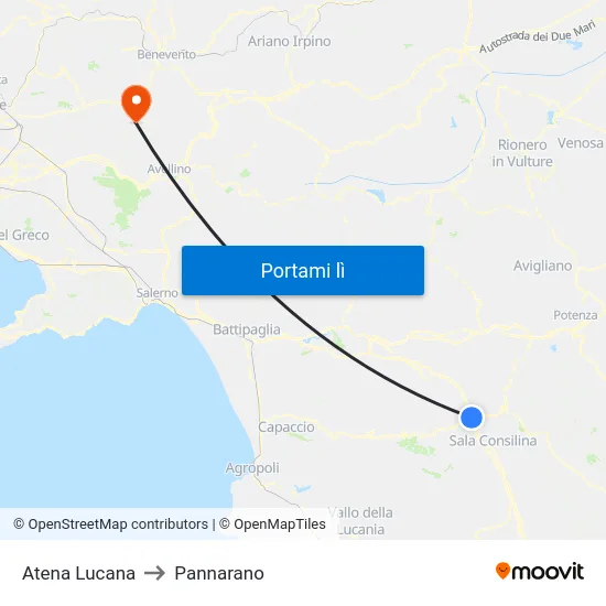 Atena Lucana to Pannarano map