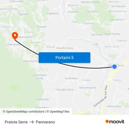 Pratola Serra to Pannarano map