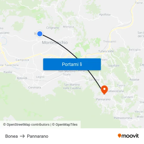 Bonea to Pannarano map