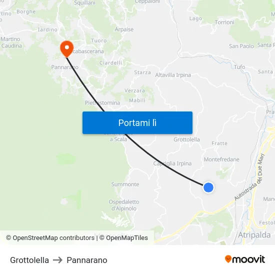 Grottolella to Pannarano map
