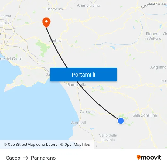 Sacco to Pannarano map