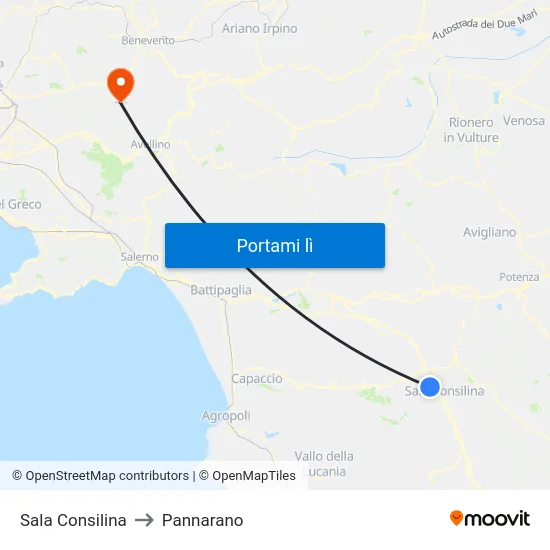 Sala Consilina to Pannarano map