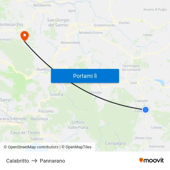 Calabritto to Pannarano map