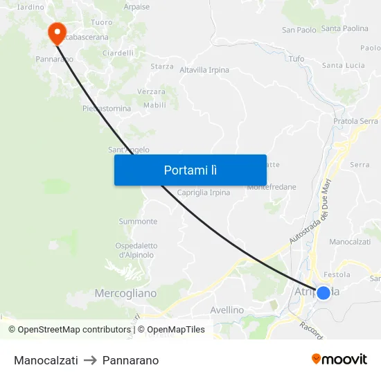 Manocalzati to Pannarano map