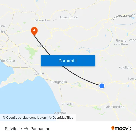 Salvitelle to Pannarano map