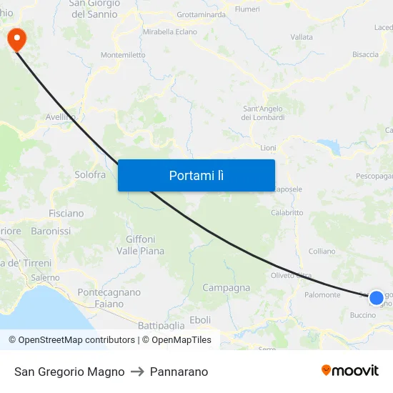 San Gregorio Magno to Pannarano map