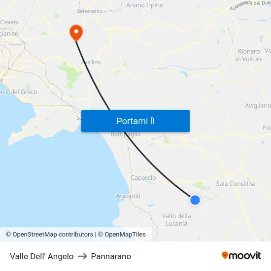 Valle Dell' Angelo to Pannarano map