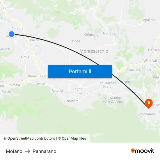 Moiano to Pannarano map