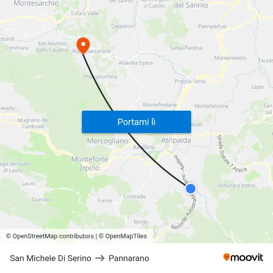 San Michele Di Serino to Pannarano map