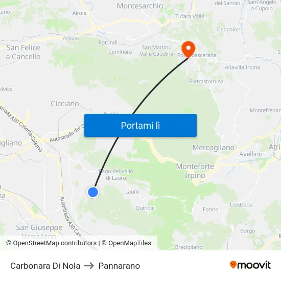 Carbonara Di Nola to Pannarano map