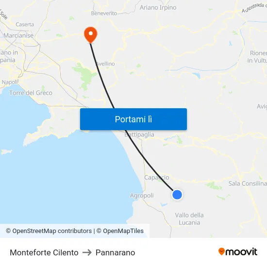 Monteforte Cilento to Pannarano map