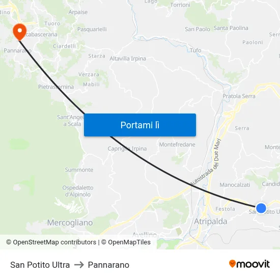 San Potito Ultra to Pannarano map