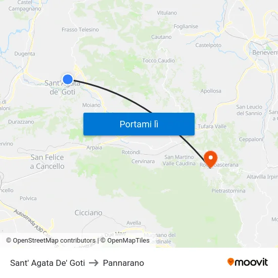 Sant' Agata De' Goti to Pannarano map