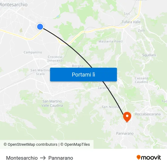 Montesarchio to Pannarano map
