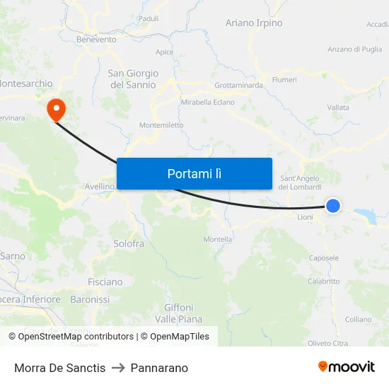 Morra De Sanctis to Pannarano map