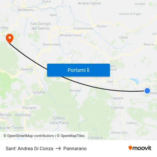Sant' Andrea Di Conza to Pannarano map