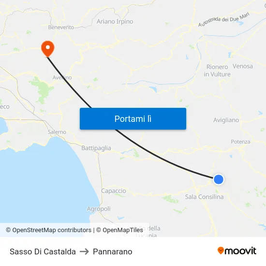 Sasso Di Castalda to Pannarano map
