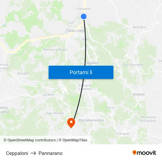 Ceppaloni to Pannarano map