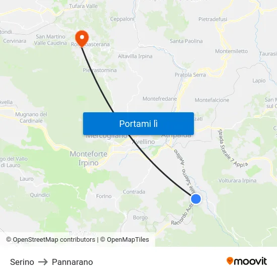 Serino to Pannarano map