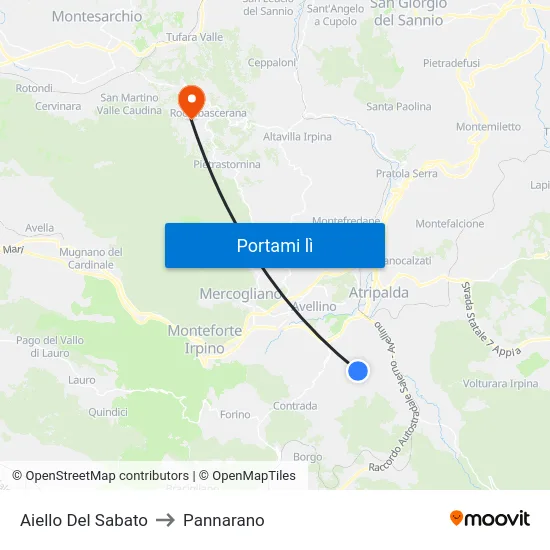 Aiello Del Sabato to Pannarano map