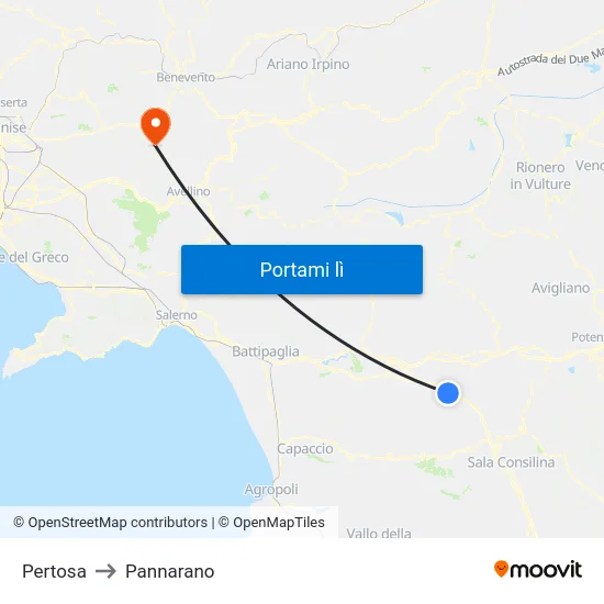 Pertosa to Pannarano map