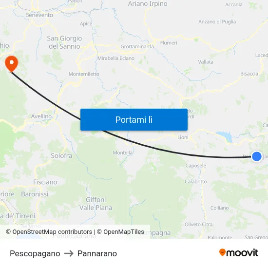 Pescopagano to Pannarano map