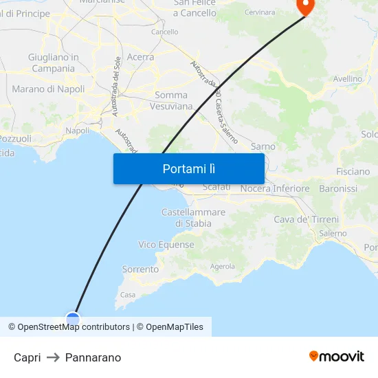 Capri to Pannarano map