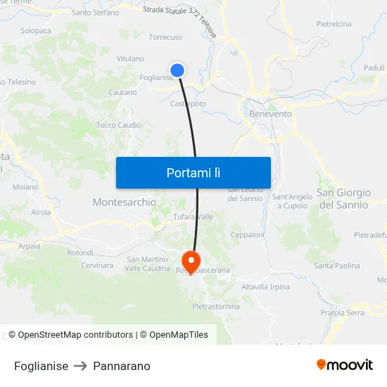 Foglianise to Pannarano map