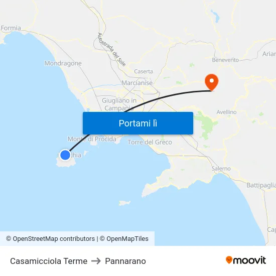 Casamicciola Terme to Pannarano map