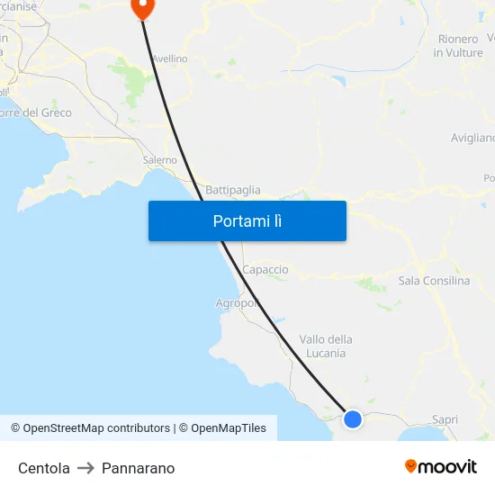 Centola to Pannarano map