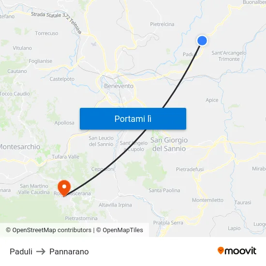 Paduli to Pannarano map