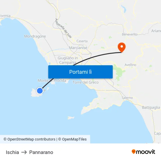 Ischia to Pannarano map
