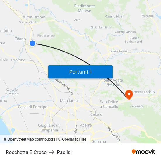 Rocchetta E Croce to Paolisi map