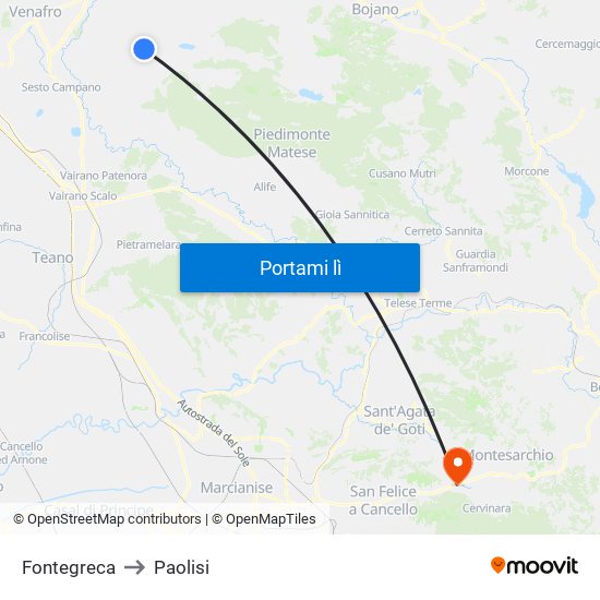 Fontegreca to Paolisi map